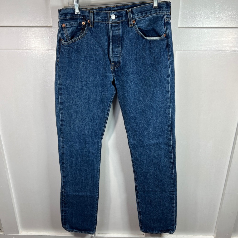 Levis 501 Original Fit Straight Leg Jeans Medium Wash Blue 32x36 Mens
